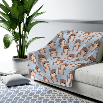 Baby Blue Otter Cozy Fleece Blanket