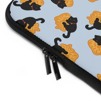 Baby Blue Black Cat Taiyaki Laptop Sleeve