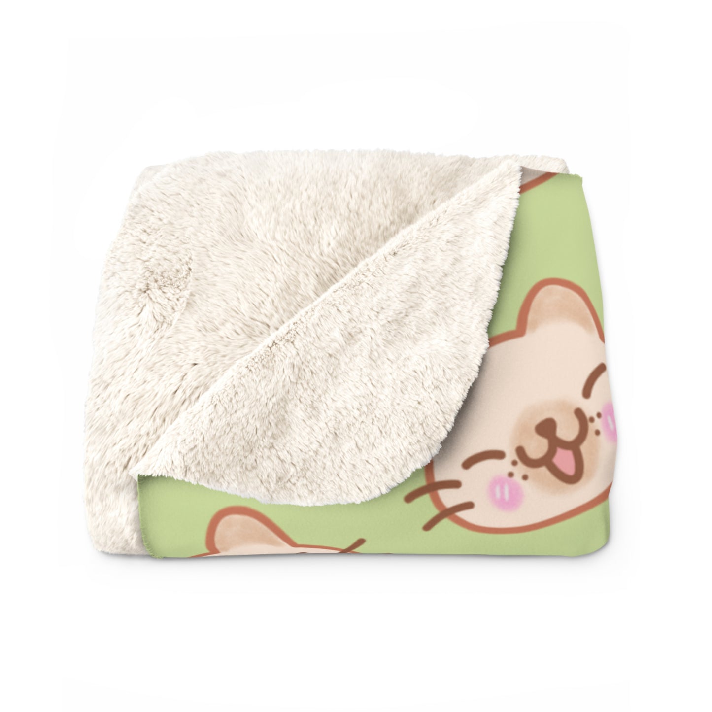 Matcha Green Kitty Kat Cozy Fleece Blanket