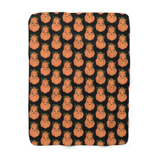 Angry Pumpkin Black Cozy Fleece Blanket