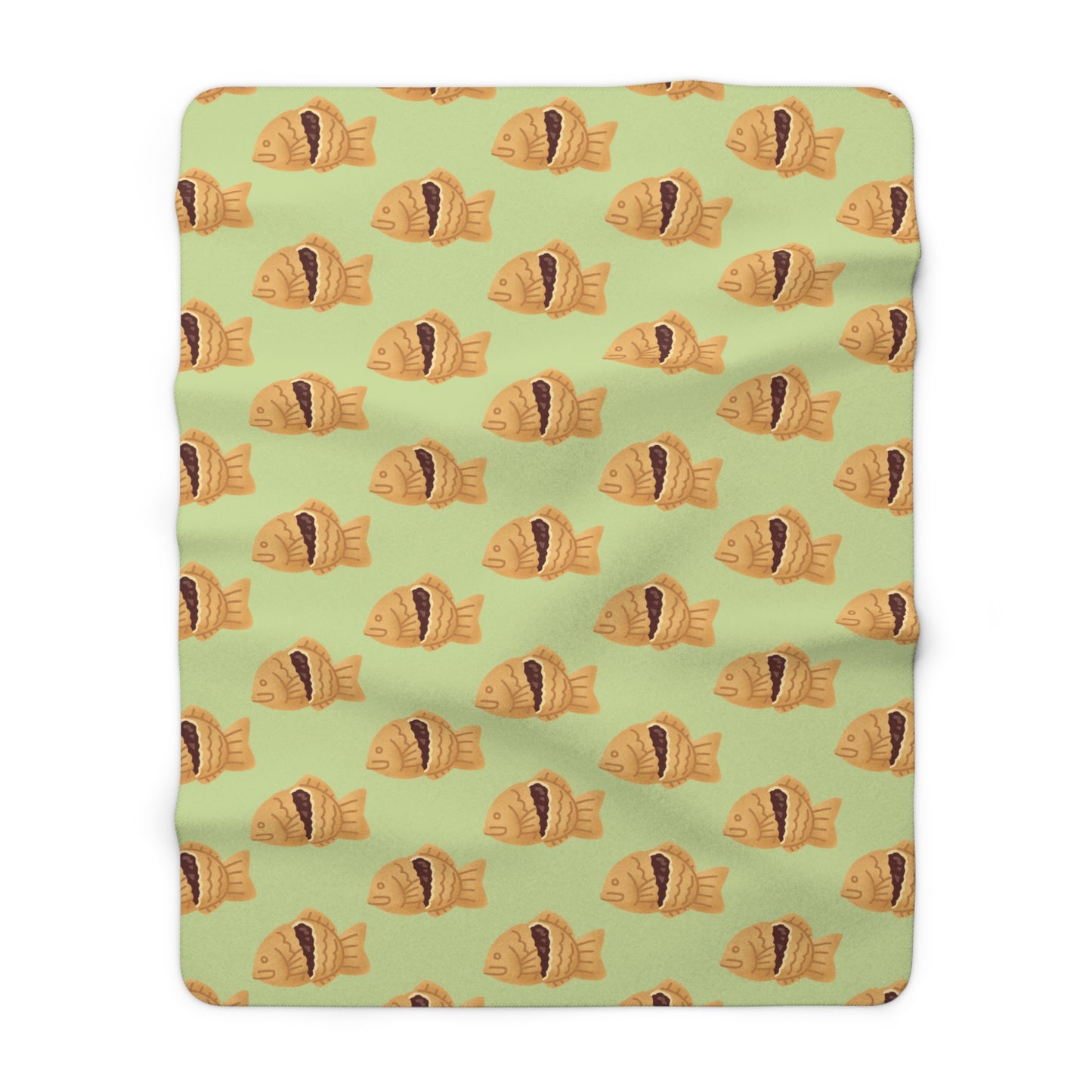 Matcha Green Taiyaki Cozy Fleece Blanket