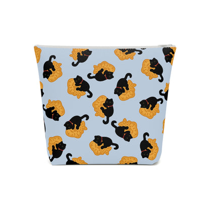 Baby Blue Black Cat Taiyaki Cosmetic Bag