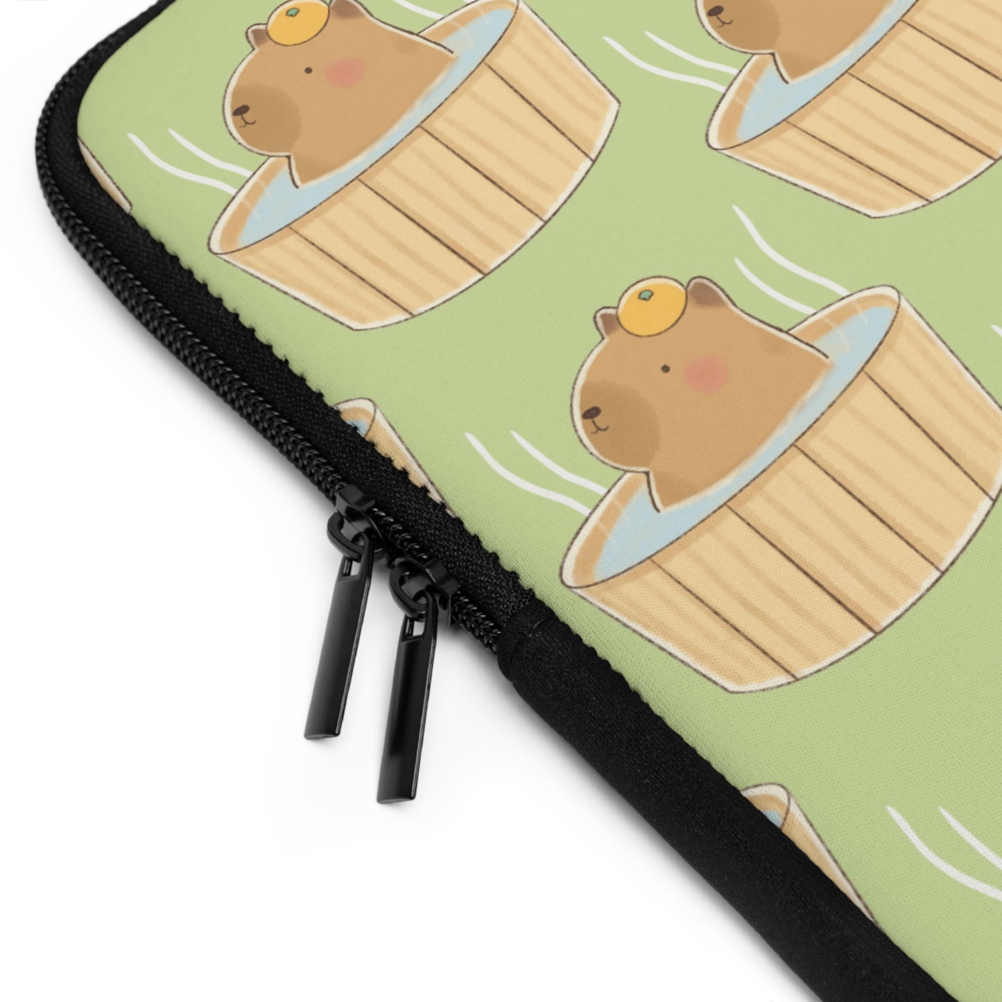 Matcha Green Capybara Bath Laptop Sleeve
