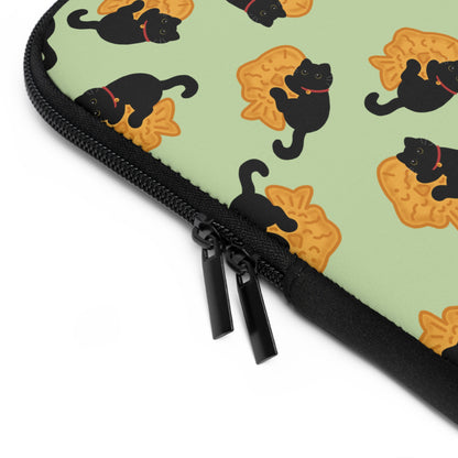 Matcha Green Black Cat Taiyaki Laptop Sleeve