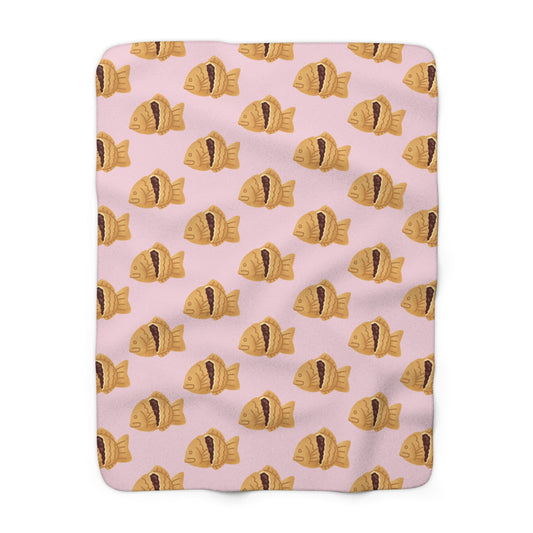 Baby Pink Taiyaki Cozy Fleece Blanket