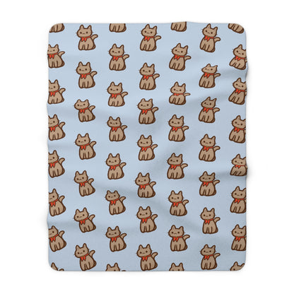 Baby Blue Kitty Kat Cozy Fleece Blanket
