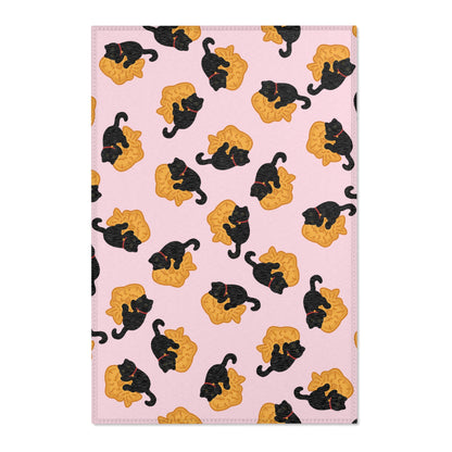Baby Pink Black Cat Taiyaki Rug