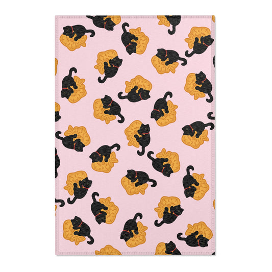 Baby Pink Black Cat Taiyaki Rug