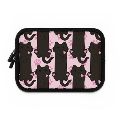Baby Pink Black Cat Laptop Sleeve