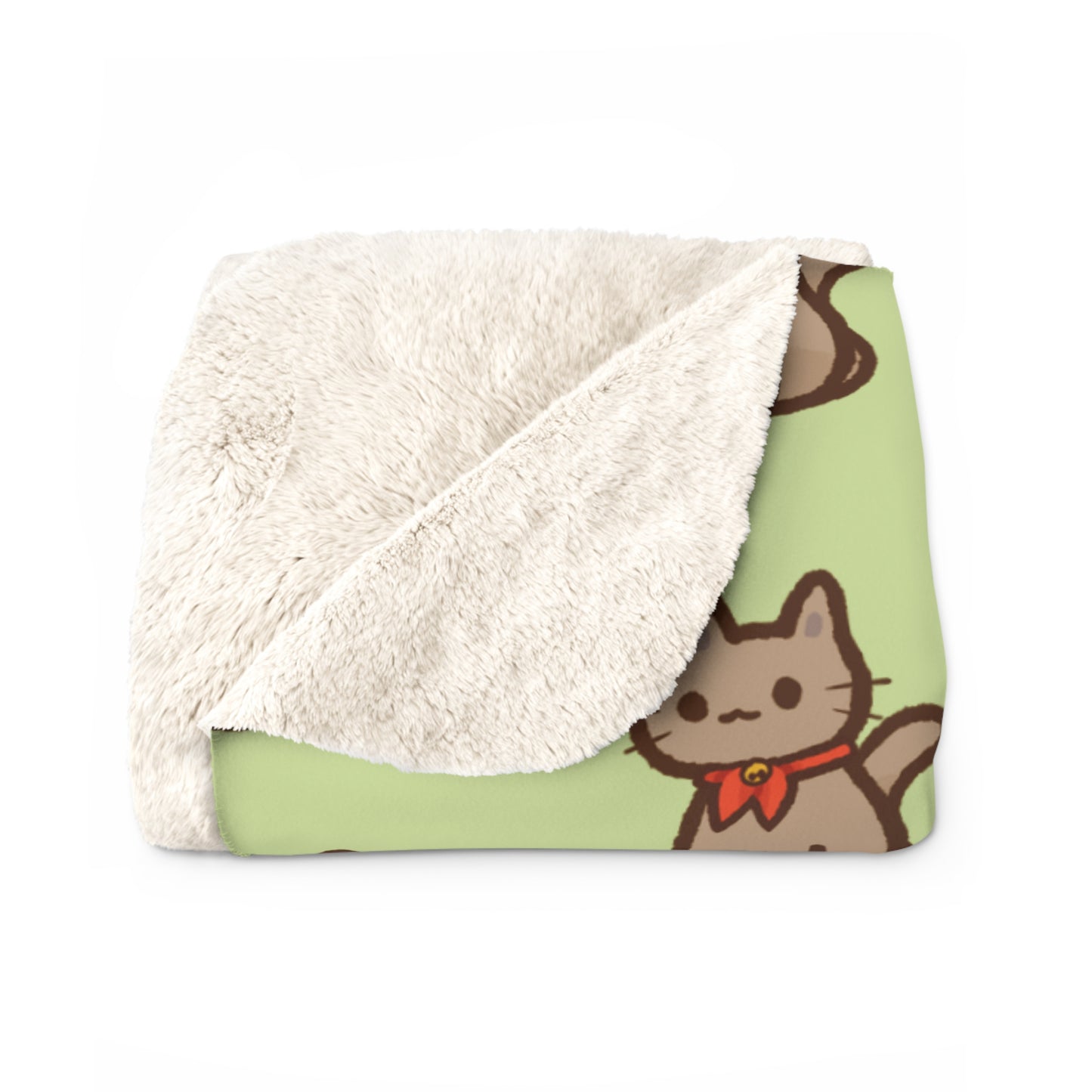 Matcha Green Kitty Kat Cozy Fleece Blanket