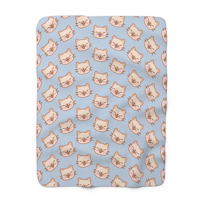 Baby Blue Kitty Kat Cozy Fleece Blanket