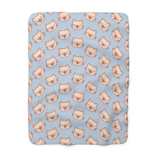Baby Blue Kitty Kat Cozy Fleece Blanket