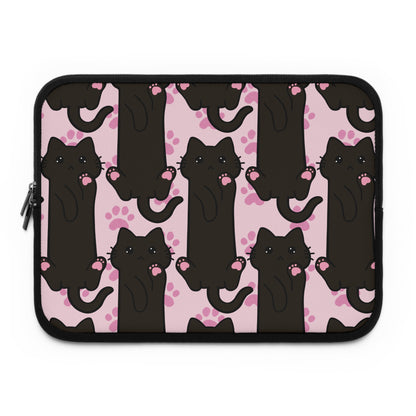 Baby Pink Black Cat Laptop Sleeve