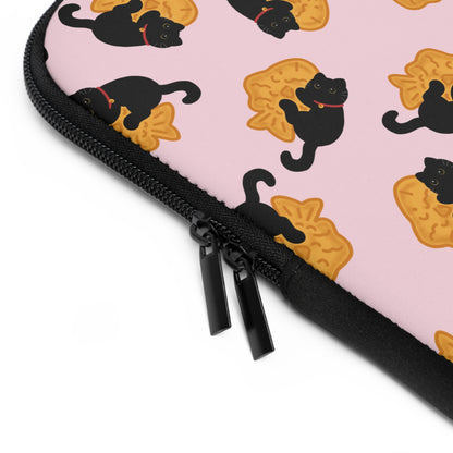 Baby Pink Black Cat Taiyaki Laptop Sleeve
