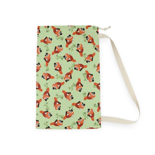 Matcha Green Red Panda Drawstring Bag