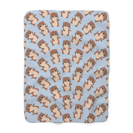 Baby Blue Otter Cozy Fleece Blanket