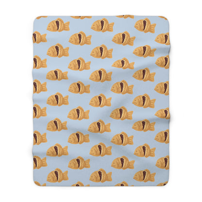 Baby Blue Taiyaki Cozy Fleece Blanket