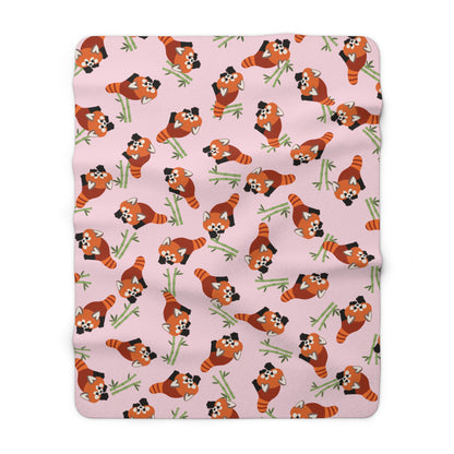 Baby Pink Red Panda Cozy Fleece Blanket