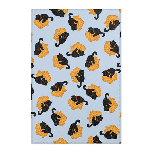 Baby Blue Black Cat Taiyaki Rug