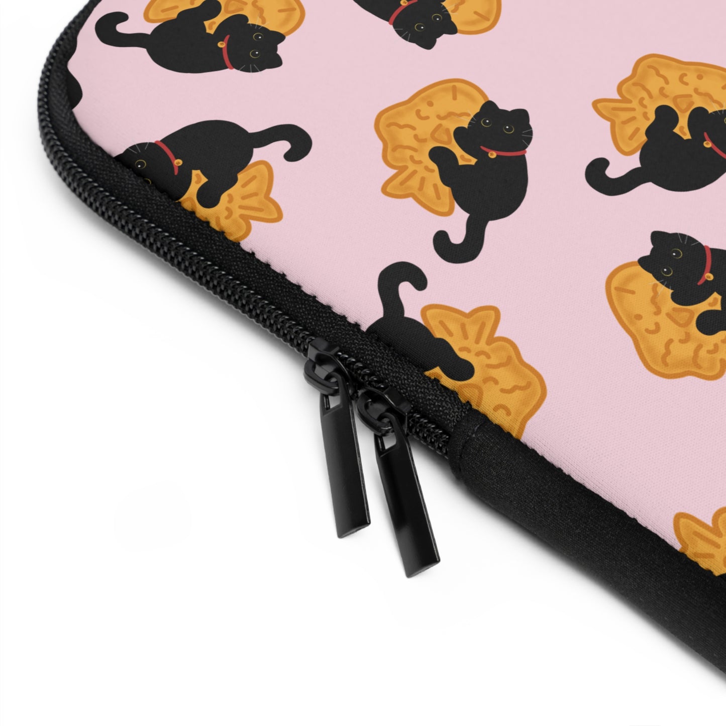 Baby Pink Black Cat Taiyaki Laptop Sleeve