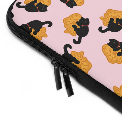 Baby Pink Black Cat Taiyaki Laptop Sleeve