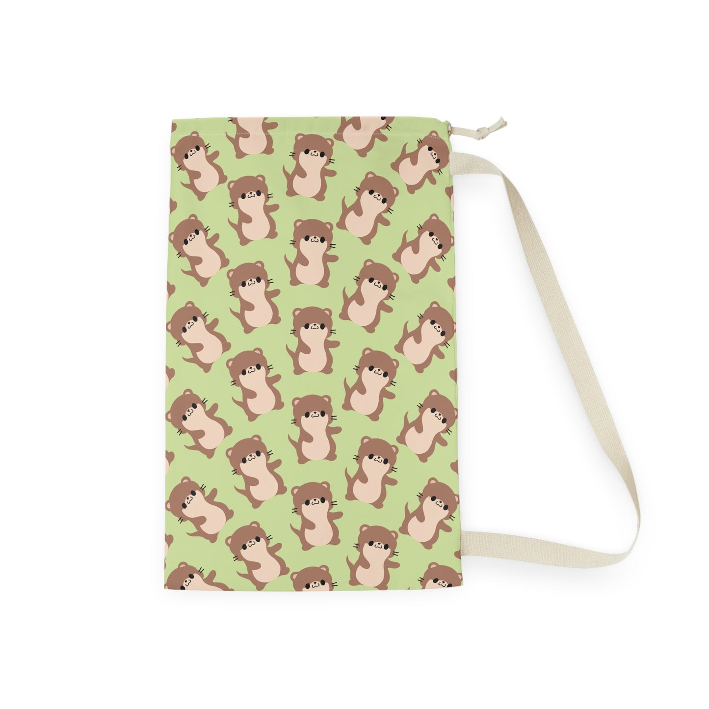 Matcha Green Otter Drawstring Bag