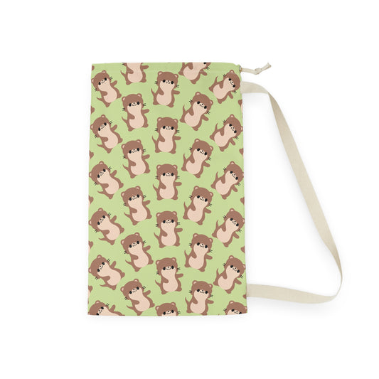 Matcha Green Otter Drawstring Bag