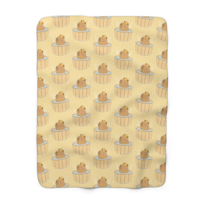 Butter Capybara Bath Cozy Fleece Blanket