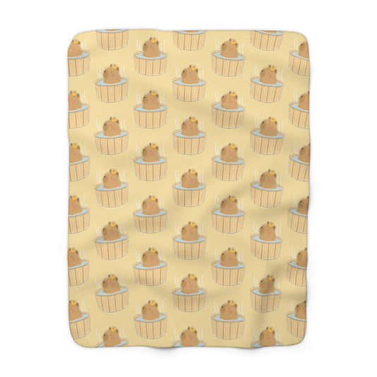 Butter Capybara Bath Cozy Fleece Blanket