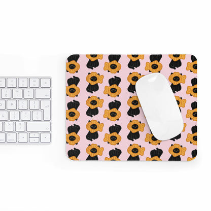 Baby Pink Black Cat Taiyaki Hat Mouse Pad