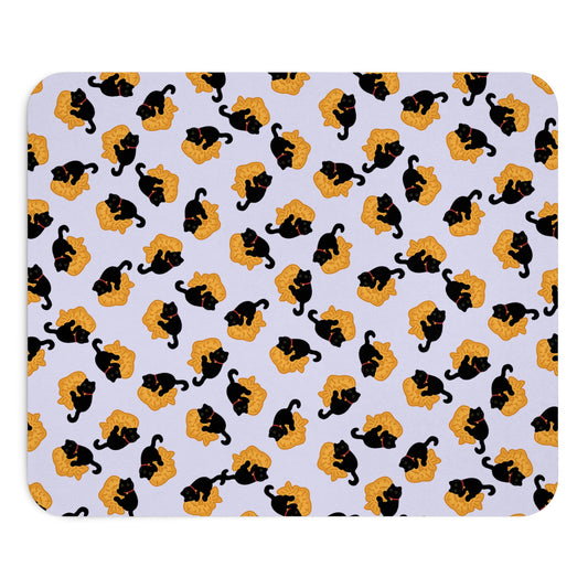 Lavender Black Cat Taiyaki Mouse Pad