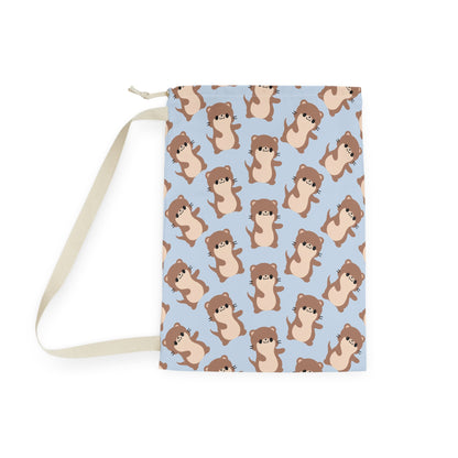 Baby Blue Otter Drawstring Bag