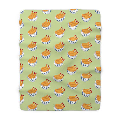 Matcha Green Tempura Cozy Fleece Blanket