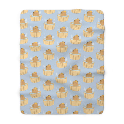 Baby Blue Capybara Bath Cozy Fleece Blanket