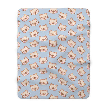 Baby Blue Kitty Kat Cozy Fleece Blanket