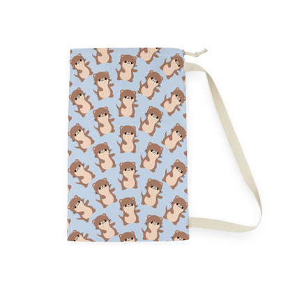 Baby Blue Otter Drawstring Bag