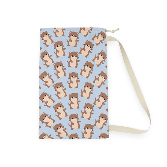 Baby Blue Otter Drawstring Bag