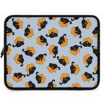 Baby Blue Black Cat Taiyaki Laptop Sleeve