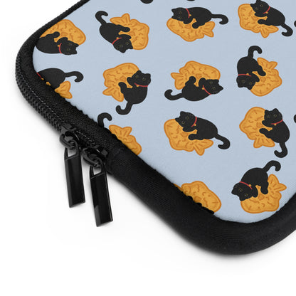 Baby Blue Black Cat Taiyaki Laptop Sleeve