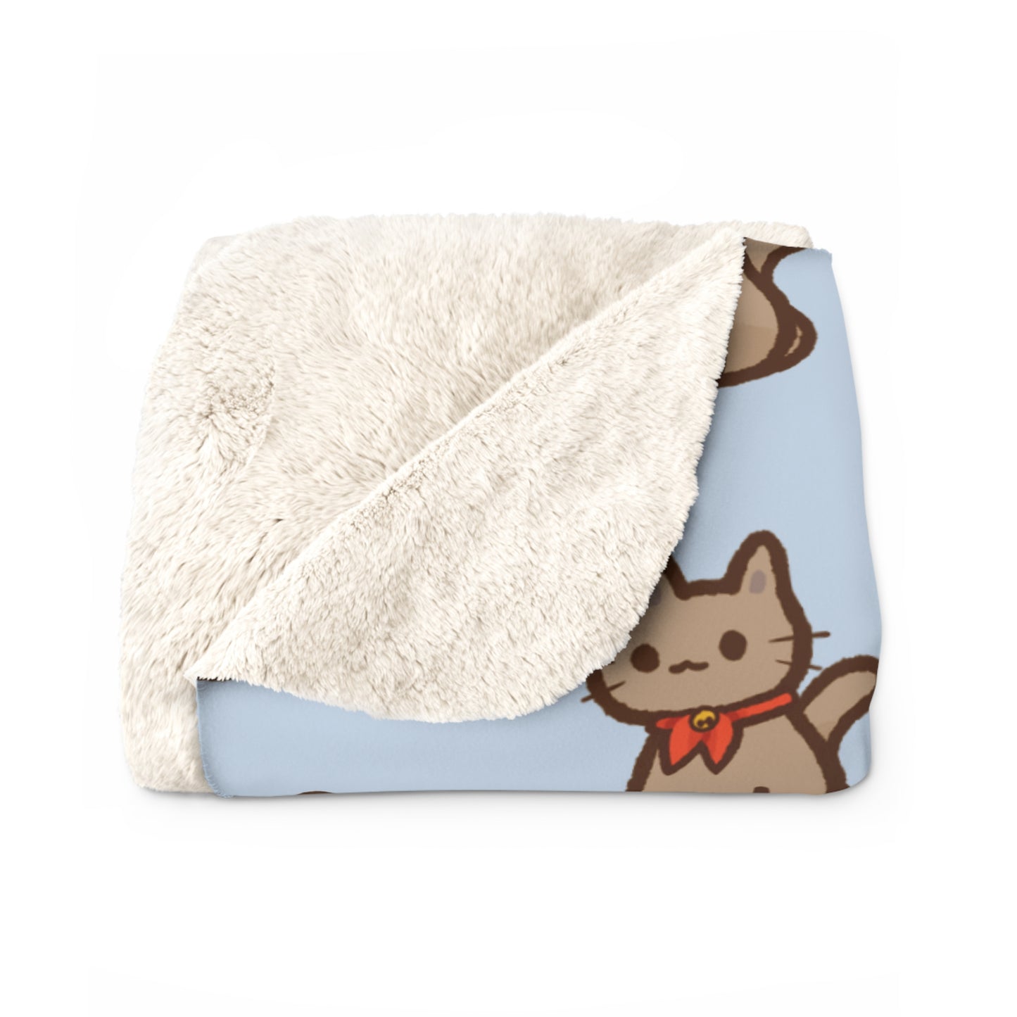 Baby Blue Kitty Kat Cozy Fleece Blanket