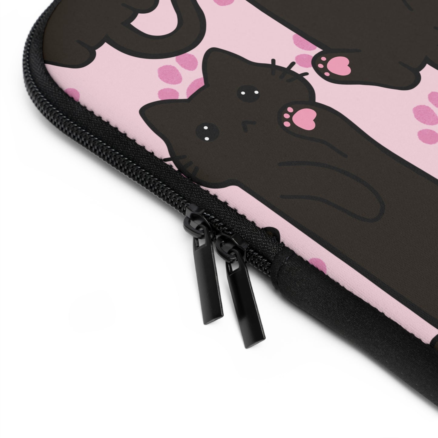 Baby Pink Black Cat Laptop Sleeve