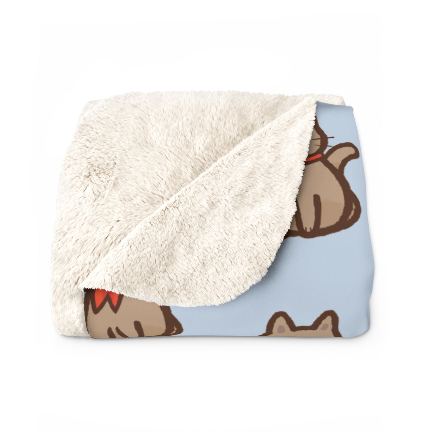 Baby Blue Kitty Kat Cozy Fleece Blanket
