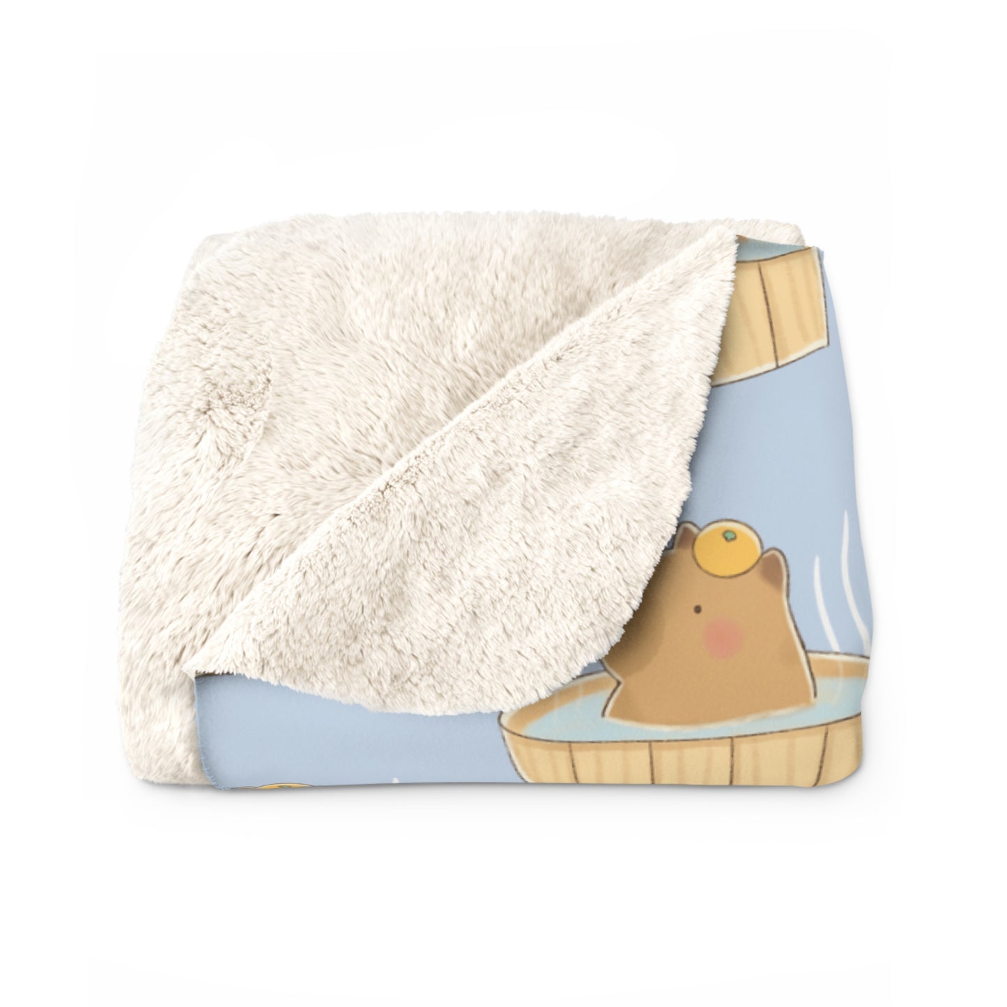 Baby Blue Capybara Bath Cozy Fleece Blanket