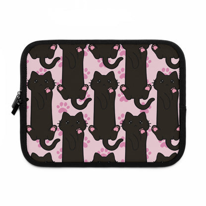 Baby Pink Black Cat Laptop Sleeve