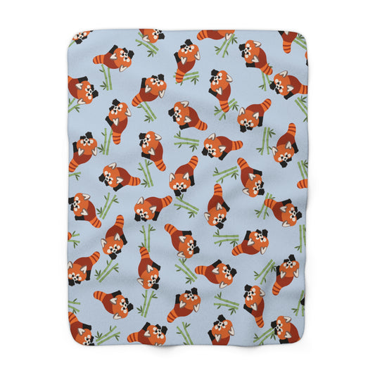 Baby Blue Red Panda Cozy Fleece Blanket