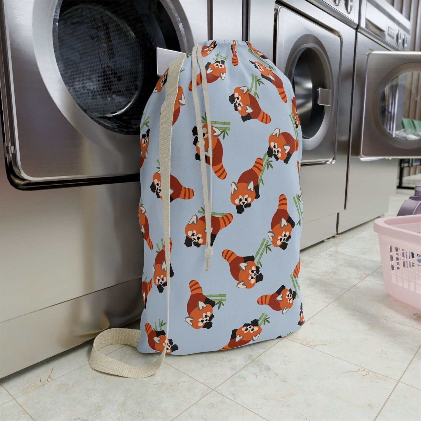 Baby Blue Red Panda Drawstring Bag