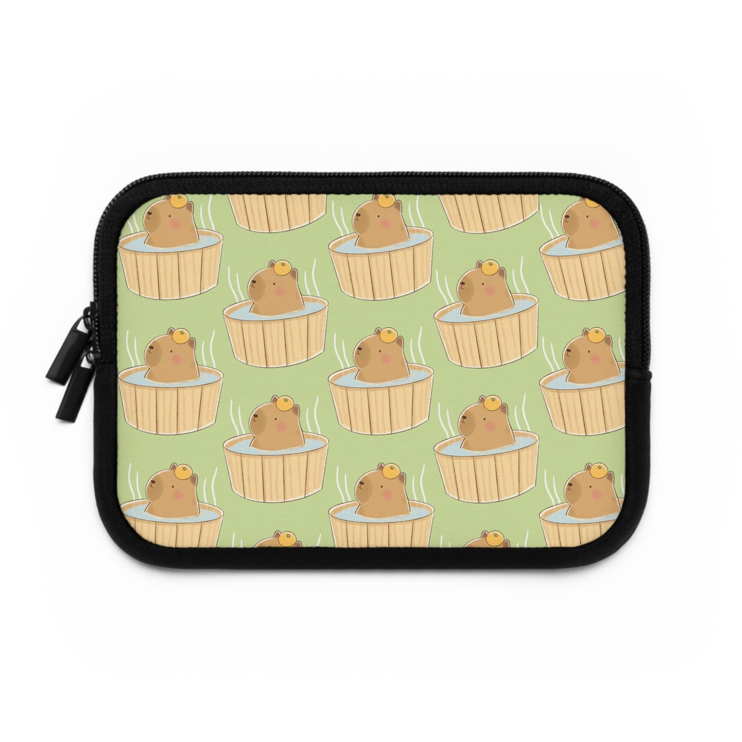 Matcha Green Capybara Bath Laptop Sleeve