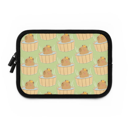 Matcha Green Capybara Bath Laptop Sleeve
