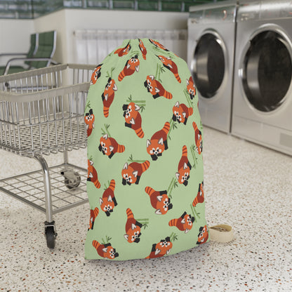 Matcha Green Red Panda Drawstring Bag