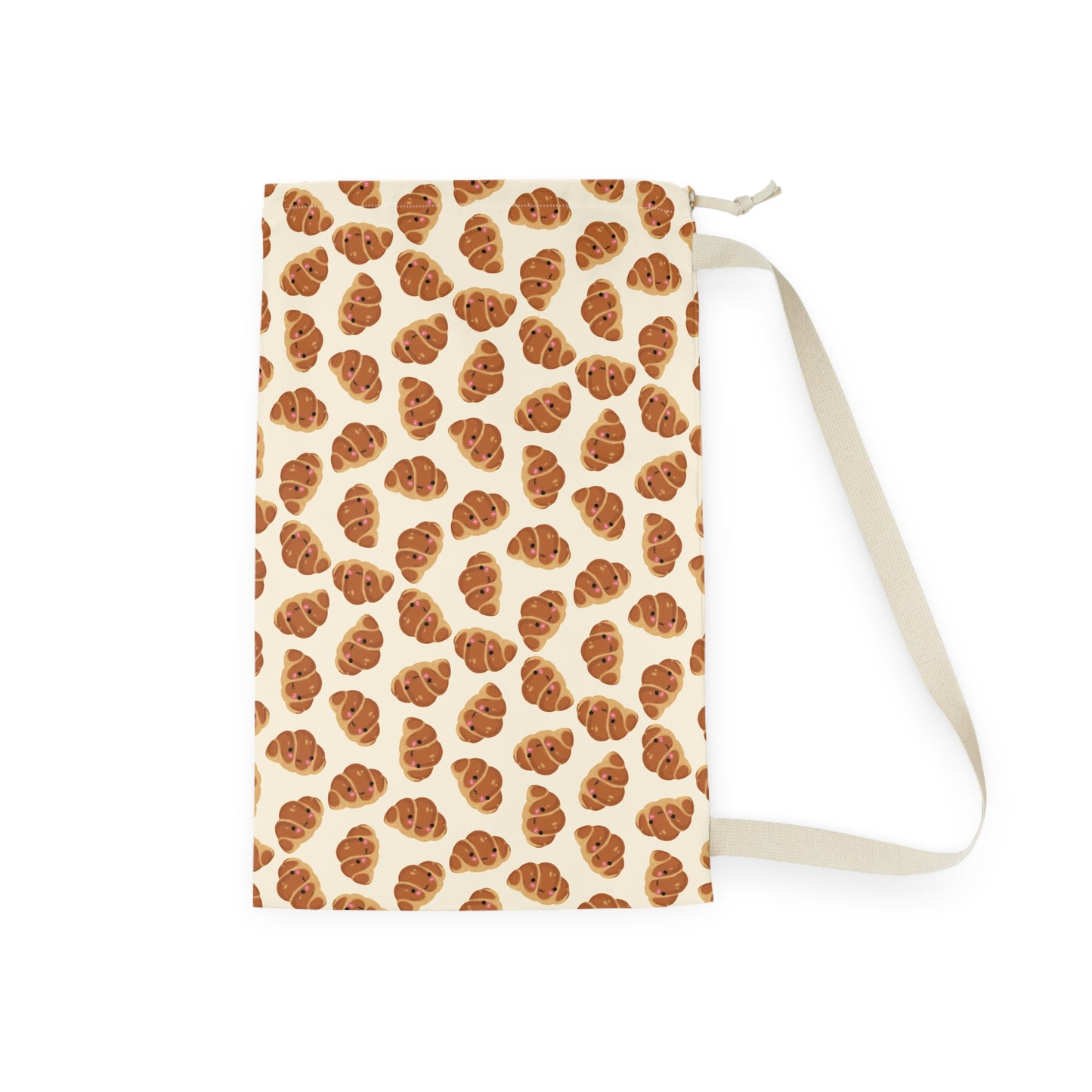 Blushing Croissant Drawstring Bag
